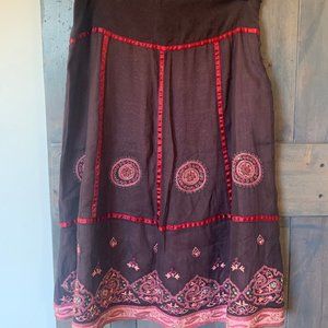 Odille Anthropologie embroidered skirt